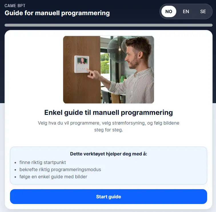 Illustrert guide for manuell programmering
